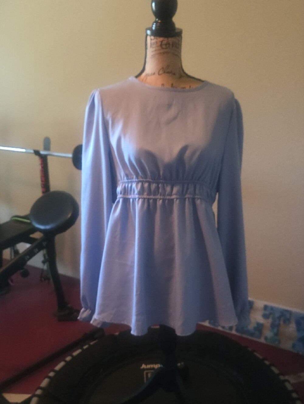 Light Blue Women’s Long Baby Doll Maternity Long Sleeve Peplum Top